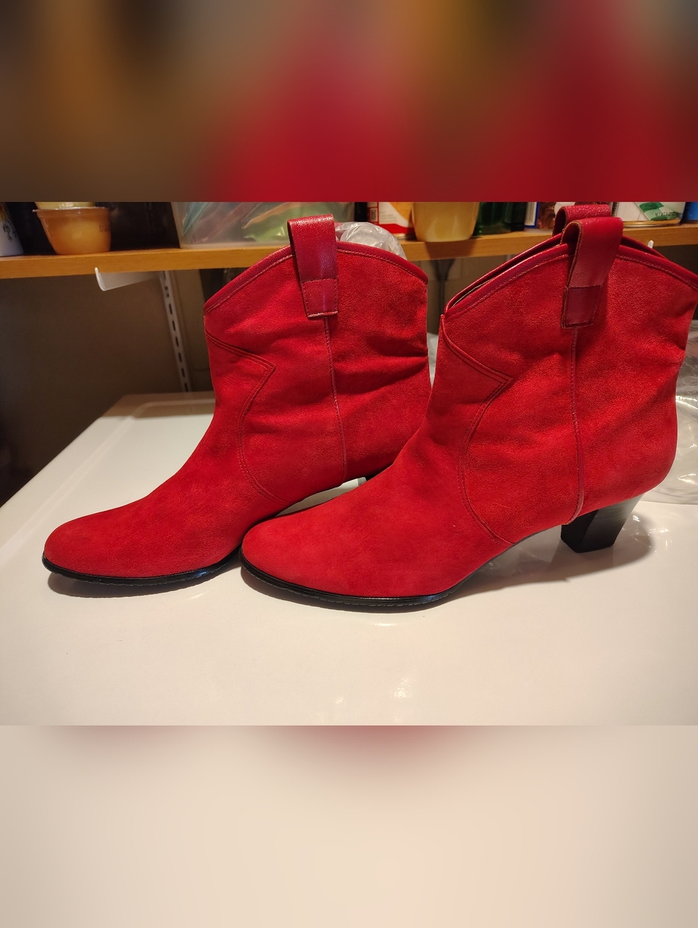 Array Red Suede Ankle Boots - Women's